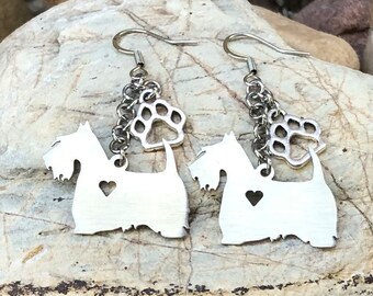Scottish Terrier drop earrings, dog jewellery, Scottish terrier dog jewelry, dog lover, dog gift, dangle earrings, gift, Christmas