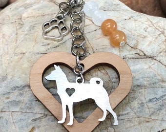 Basenji dog keychain, dog key chain, bag charm, basenji jewelry, pet keepsake, jewellery, animal themed, Christmas gift