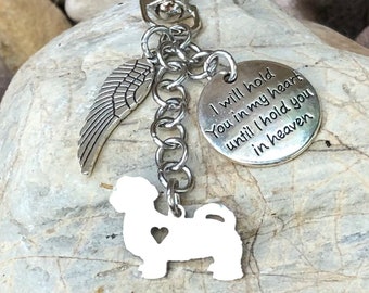 Maltese pet memorial dog keychain, pet keepsake, pet loss key chain, dog bag charm, rainbow bridge gift, dog jewellery