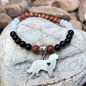 Bernese Mountain Dog gemstone bracelet dog themed bracelet pet theme bernese mountain dog jewelry beaded jewellery image 1