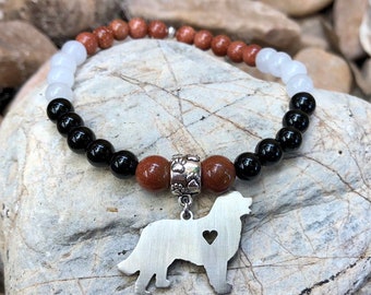 Bernese Mountain Dog gemstone bracelet - dog themed bracelet - pet theme - bernese mountain dog jewelry - beaded jewellery