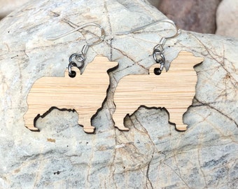 Australian Shepherd dog earrings, drop earrings, lasercut dog earrings, dog lover jewelry, aussie shepherd dog jewellery, Christmas gift