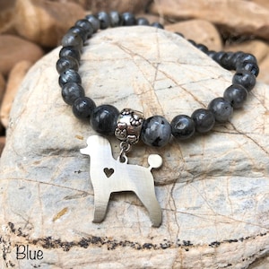 Poodle gemstone bracelet - dog bracelet - beaded bracelet - poodle jewelry - pet - jewellery