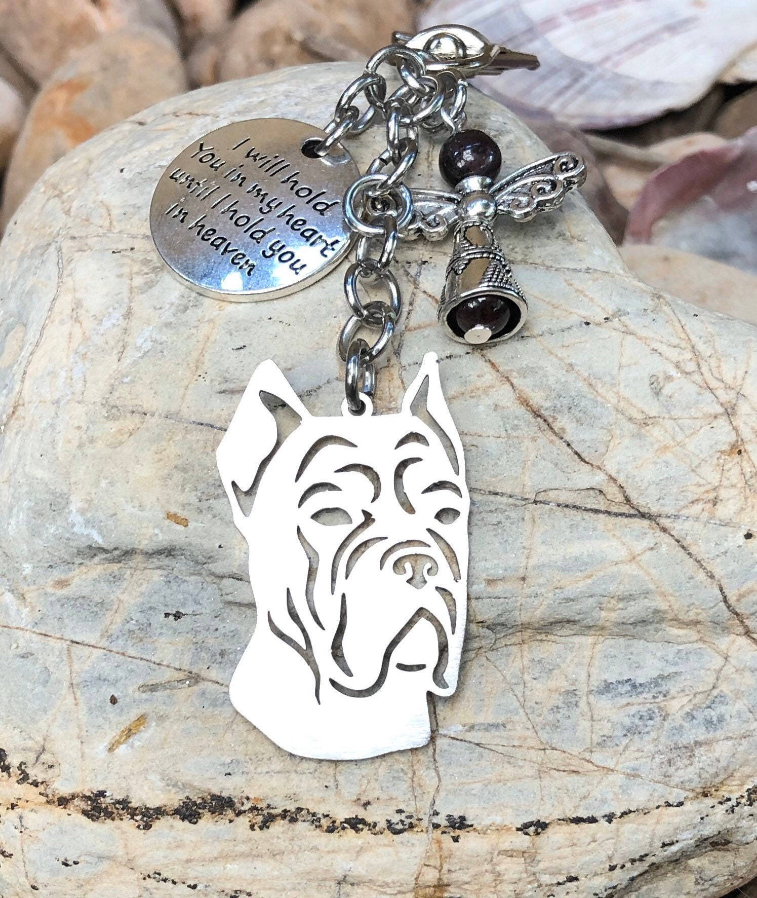 Cane Corso dog memorial keychain, pet keepsake, pet loss key chain, bag