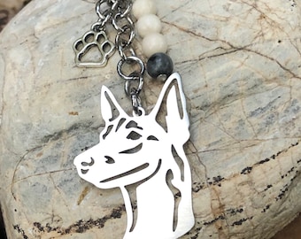 Belgian Malinois dog keychain, stainless steel dog key chain, bag charm, pet jewellery, keepsake, belgian malinois jewelry, Christmas, gift