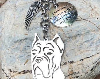Cane Corso dog memorial keychain, pet keepsake, pet loss key chain, bag charm, dog keychain, animal, cane corso jewelry