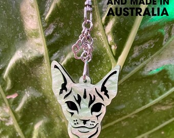 Devon Rex cat keychain, acrylic cat keyring, bag charm, pet jewellery, keepsake, devon rex jewelry, Christmas, gift, lasercut