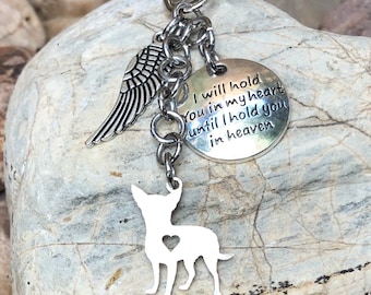 Chihuahua dog pet memorial keychain, pet keepsake, pet loss key chain, dog bag charm, rainbow bridge gift, dog jewellery
