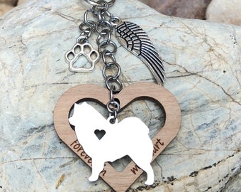 Samoyed dog pet memorial keychain - pet keepsake - pet loss key chain - rainbow bridge bag charm - samoyed jewelry