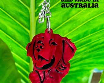 Golden Retriever dog keychain, acrylic dog keyring, bag charm, pet jewellery, keepsake, golden retriever jewelry, Christmas, gift, lasercut