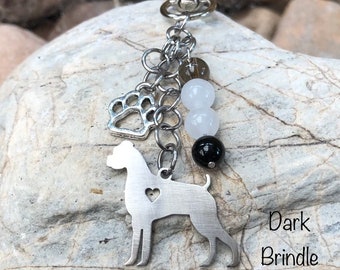 Boxer dog keychain, bag charm, dog key chain, gemstone, boxer dog jewellery, jewelry, dog lover gift, dog, Christmas gift