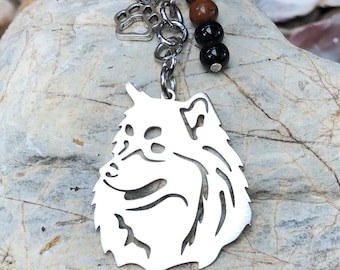 Finnish Lapphund dog keychain, stainless steel dog key chain, pet bag charm, finnish lapphund jewelry, dog lover jewellery, gift, Christmas