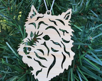 West Highland Terrier dog lasercut christmas ornament, westie dog face tree ornament, xmas hanging decoration, gift