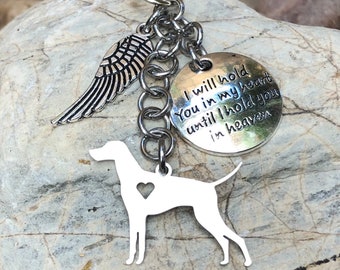Vizsla dog pet memorial keychain, pet keepsake, pet loss key chain, dog bag charm, rainbow bridge gift, vizsla dog jewellery, jewelry