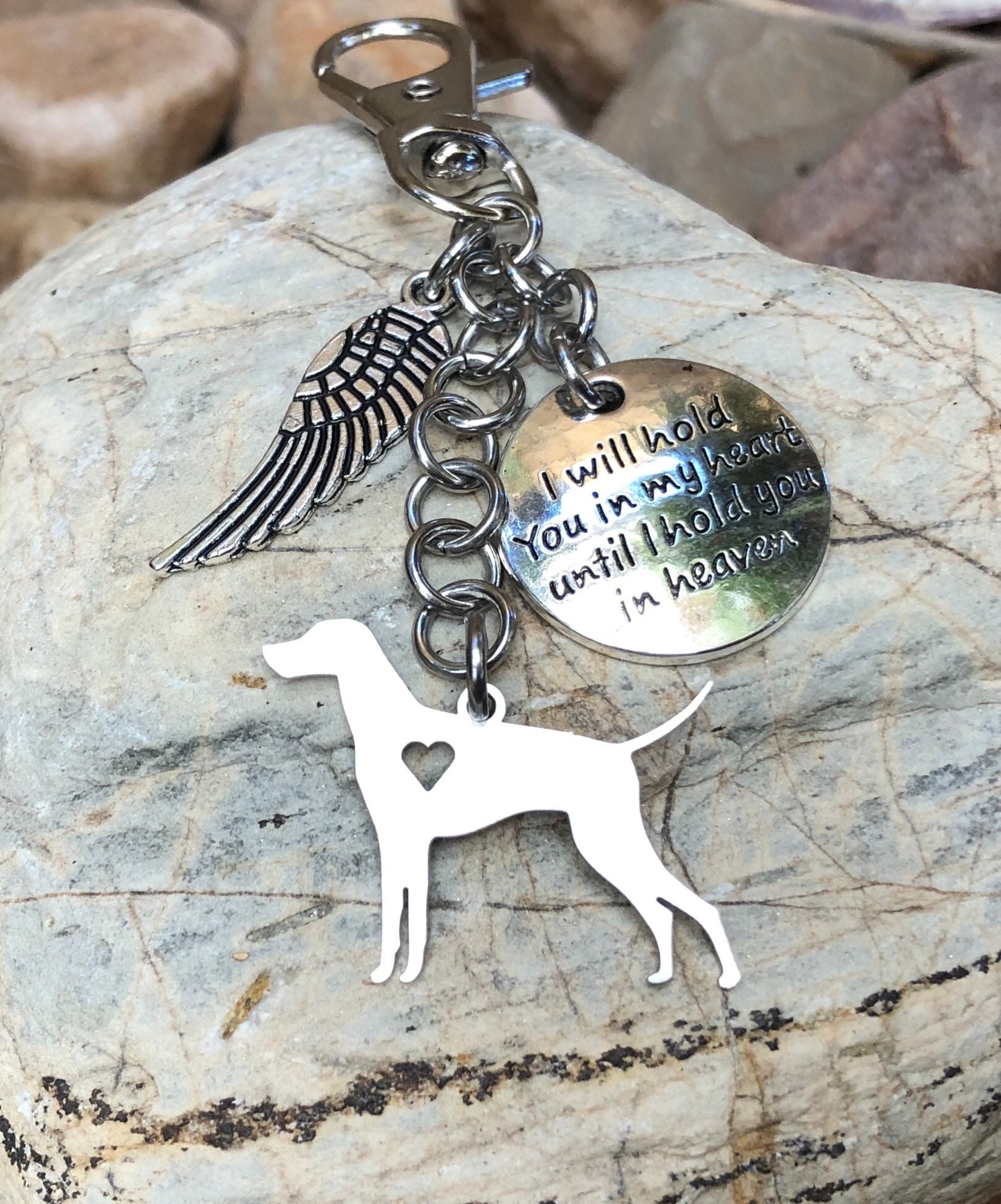 Vizsla dog pet memorial keychain, pet keepsake, pet loss key chain, dog bag  charm, rainbow bridge gift, vizsla dog jewellery, jewelry