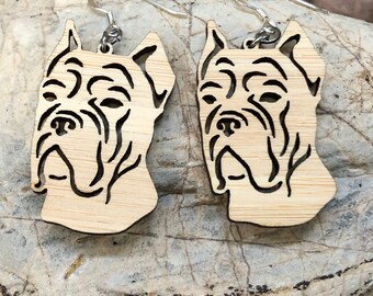 Cane Corso dog earrings, drop earrings, dog earrings, dog lover jewelry, dog gift, cane corso face dog jewellery, lasercut, Christmas