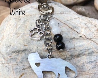 Himalayan cat keychain - cat key chain - cat bag charm - cat gemstone keychain - cat lover - cat - himalayan jewelry - cat jewellery