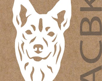 Koolie dog vinyl decal, outdoor premium vinyl, car window sticker, laptop, glass, phone, dog face, Christmas