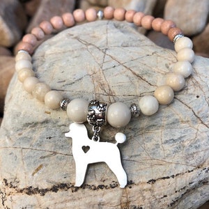 Poodle dog mala gemstone bracelet - dog bracelet - beaded bracelet - animal - pet