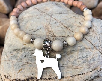 Poodle dog mala gemstone bracelet - dog bracelet - beaded bracelet - animal - pet
