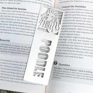 Poodle stainless steel bookmark, dog bookmark, poodle dog gift, lasercut stainless steel book mark, Christmas
