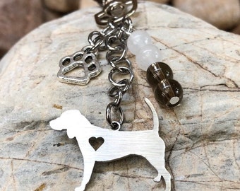 Beagle dog keychain, dog gemstone key chain, bag charm, pet keepsake, beagle jewelry, jewellery, animal, Christmas, key ring