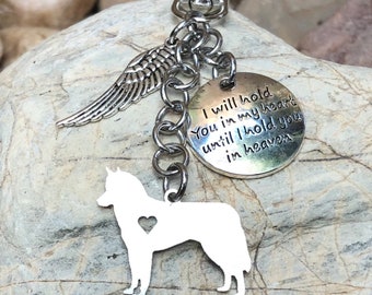 Husky dog pet memorial keychain, pet loss keepsake key chain, bag charm, siberian husky jewelry, rainbow bridge keychain, stainless steel