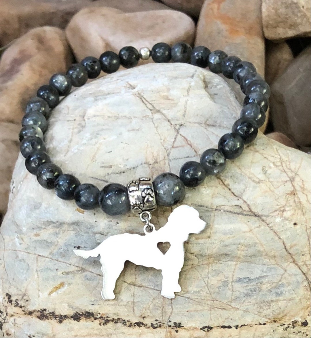 Cockapoo Dog Gemstone Bracelet, Spoodle Dog Bracelet, Jewelry, Beaded ...