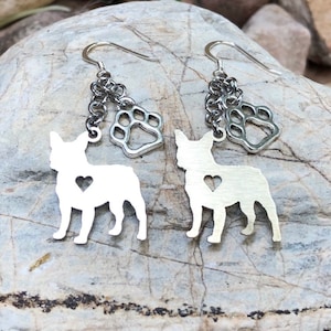 French bulldog drop earrings - dog earrings - french bulldog jewelry - animal themed jewellery - dangle earrings