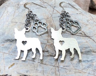 French bulldog drop earrings - dog earrings - french bulldog jewelry - animal themed jewellery - dangle earrings