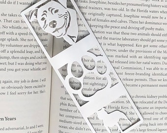 Staffy stainless steel bookmark, dog bookmark, staffordshire terrier dog gift, lasercut stainless steel book mark, Christmas