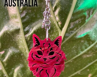 Domestic Longhair cat keychain, acrylic cat keyring, bag charm, pet jewellery keepsake, domestic longhair jewelry, Christmas, gift, lasercut