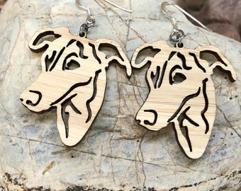 Greyhound dog lasercut earrings, stainless steel drop earrings, dog earrings, greyhound dog lover jewelry, dog jewelry, Christmas gift