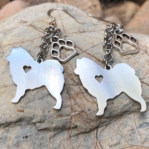 Samoyed drop earrings - dangle dog earrings - samoyed jewelry - animal themed jewellery