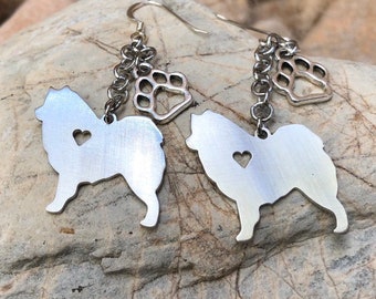 Samoyed drop earrings - dangle dog earrings - samoyed jewelry - animal themed jewellery