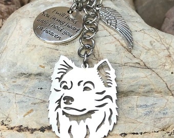 Keeshond pet memorial dog keychain, pet keepsake, pet loss key chain, bag charm, key chain, animal, keeshond jewelry