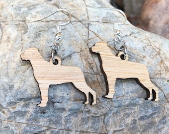 Rottweiler dog wood earrings - drop earrings - dog earrings - dog lover jewelry - dog gift - rottweiler dog jewellery - dog