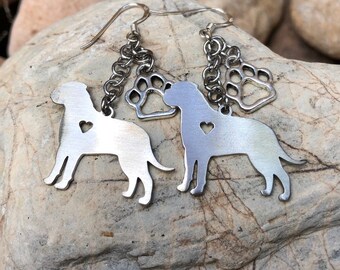 Bull Mastiff drop earrings - dog dangle earrings - mastiff jewelry - animal themed jewellery