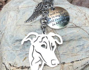 Greyhound dog memorial keychain, pet keepsake key chain, greyhound bag charm, pet loss key chain, dog jewelry