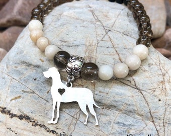 Great Dane bracelet - dog bracelet - Great Dane jewellery - dog jewelry - gemstone bracelet - beaded jewelry - dog lover - gift - stretch