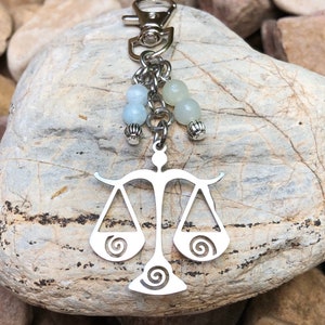 Libra zodiac keychain, zodiac jewellery, astrology jewelry, bag charm, key chain, horoscope