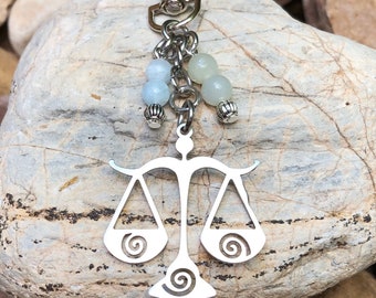 Libra zodiac keychain, zodiac jewellery, astrology jewelry, bag charm, key chain, horoscope