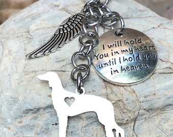 Saluki pet memorial keychain - pet keepsake - dog key chain - bag charm - pet loss - gift - saluki  jewelry - animal - jewellery