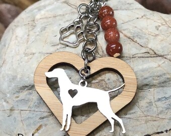 Vizsla dog keychain, gemstone key chain, bag charm, pet jewellery, keepsake, hungarian vizsla jewelry, animal, Christmas gift