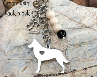 Belgian Malinois dog keychain, stainless steel dog key chain, bag charm, pet jewellery, keepsake, belgian malinois jewelry, Christmas, gift