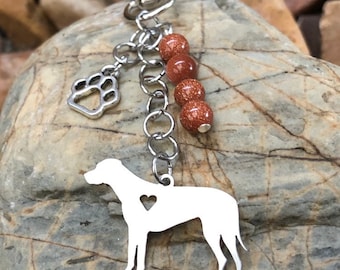 Rhodesian Ridgeback gemstone key chain - dog keychain - bag charm - pet keepsake - ridgeback jewelry - jewellery