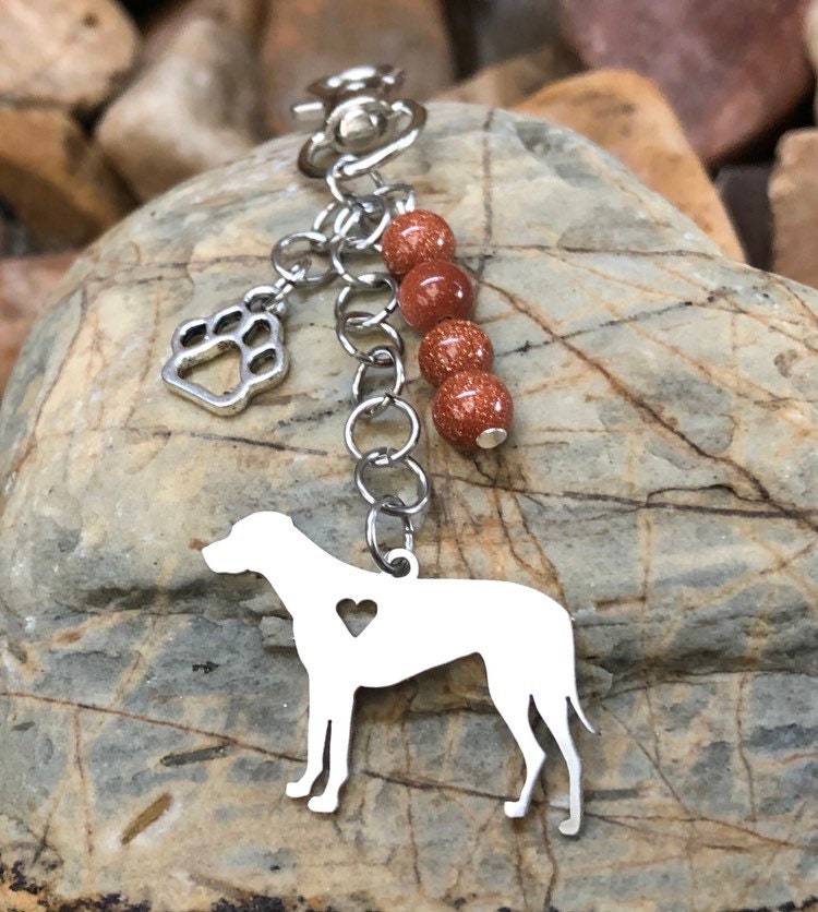 Rhodesian Ridgeback gemstone key chain - dog keychain - bag charm - pet  keepsake - ridgeback jewelry - jewellery