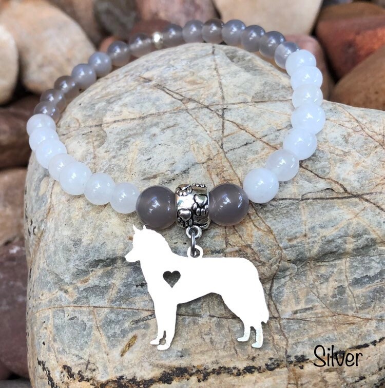 Husky dog gemstone bracelet dog bracelet siberian husky jewelry