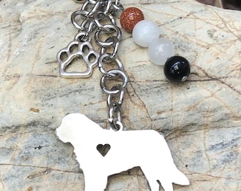 Saint Bernard dog keychain, stainless steel dog key chain, bag charm, St Bernard jewelry, animal themed jewellery, Christmas, gift