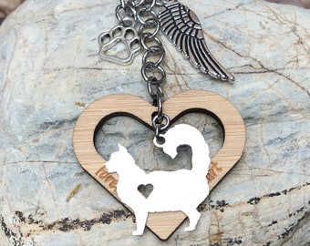 Maine Coon cat memorial keychain, stainless steel cat key chain, pet loss keychain, maine coon jewelry, pet keepsake, cat lover, bag charm